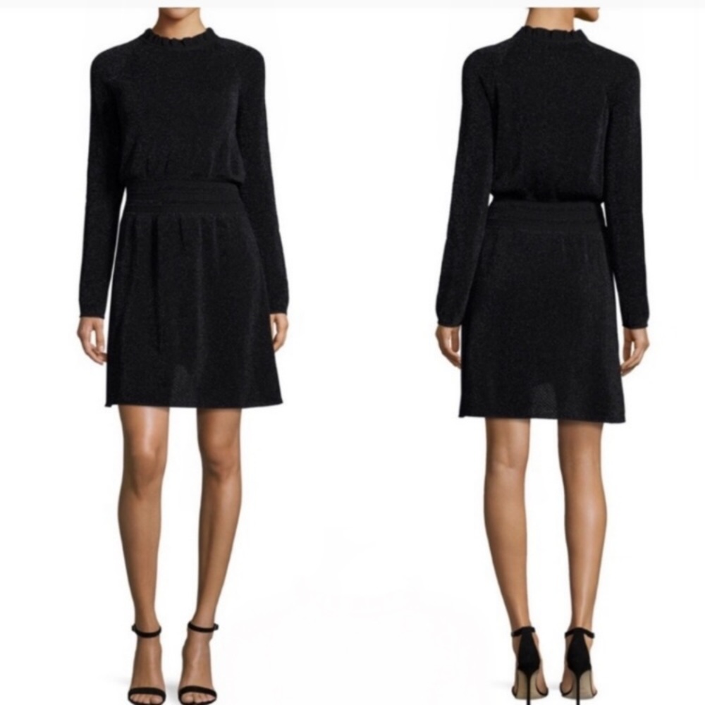 ⭐️NWT⭐️ Tory Burch Isabelle Dress Metallic Knit Dress Size XL Black
